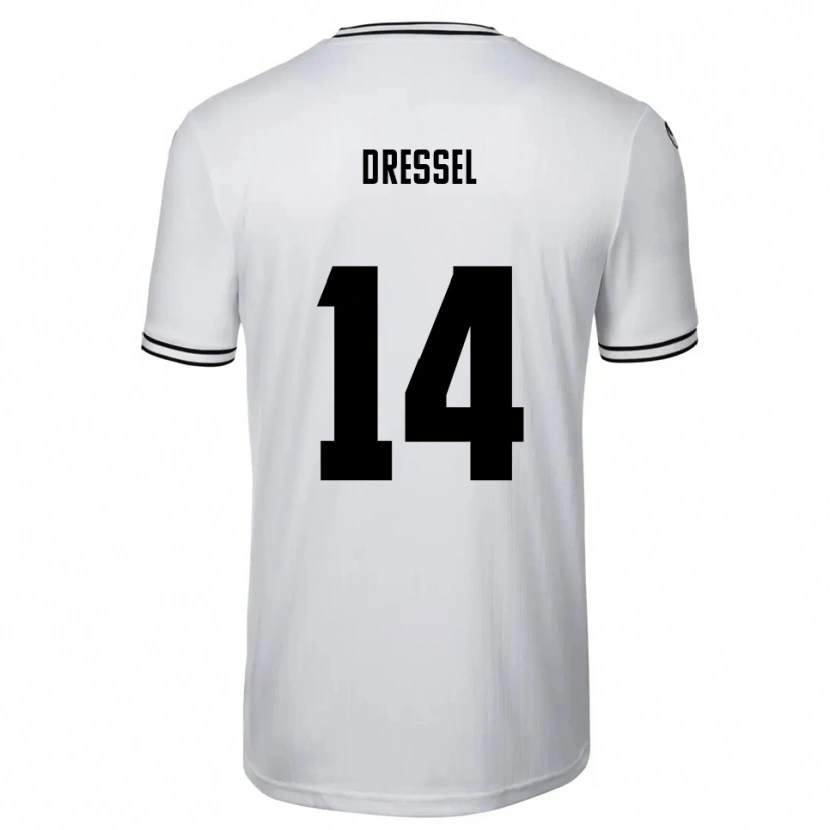 Danxen Mulher Camisola Dennis Dressel #14 Branco Preto Principal 2025/26 Camisa
