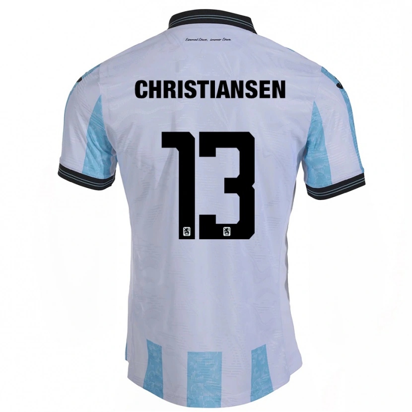 Danxen Mulher Camisola Max Christiansen #13 Branco Azul Celeste Principal 2025/26 Camisa
