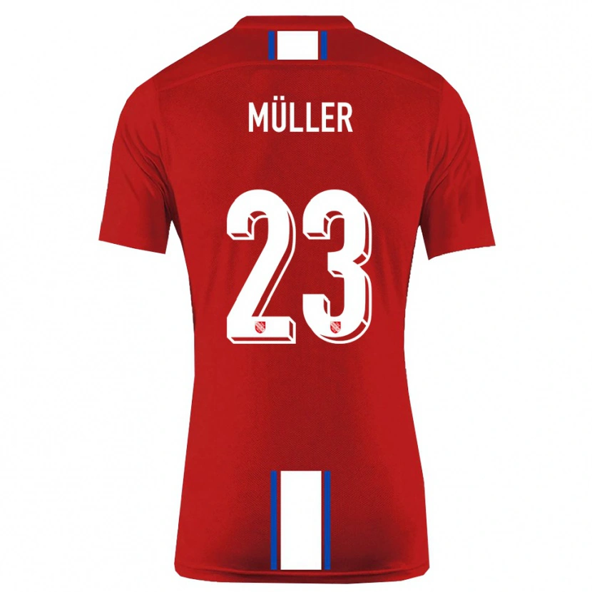 Danxen Mulher Camisola Robin Müller #23 Vermelho Branco Principal 2025/26 Camisa