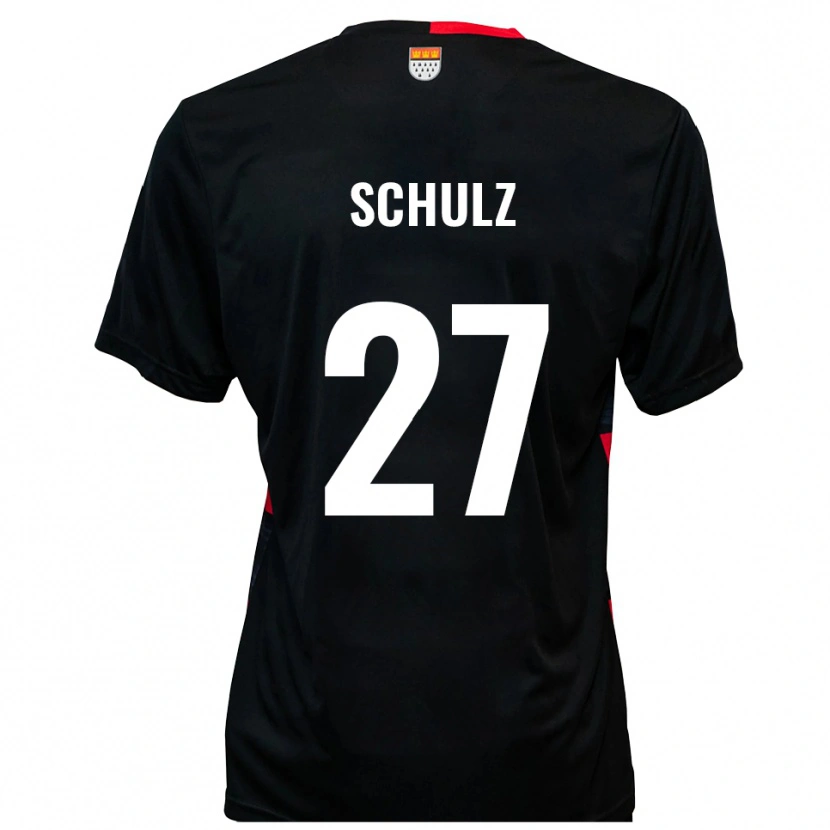 Danxen Mulher Camisola Arne Schulz #27 Preto Vermelho Principal 2025/26 Camisa