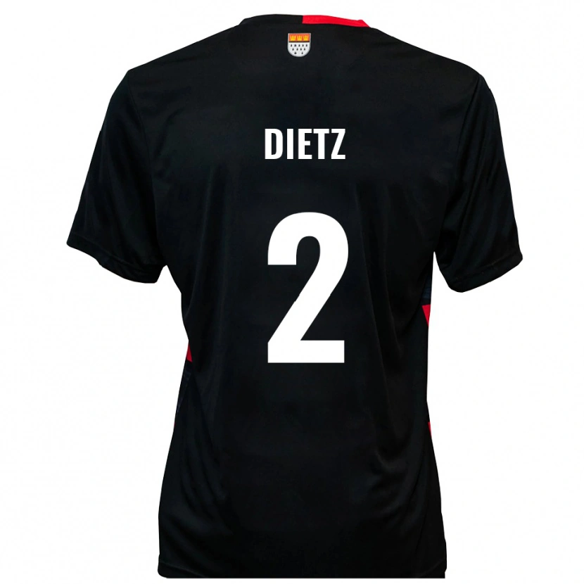 Danxen Mulher Camisola Lars Dietz #2 Preto Vermelho Principal 2025/26 Camisa