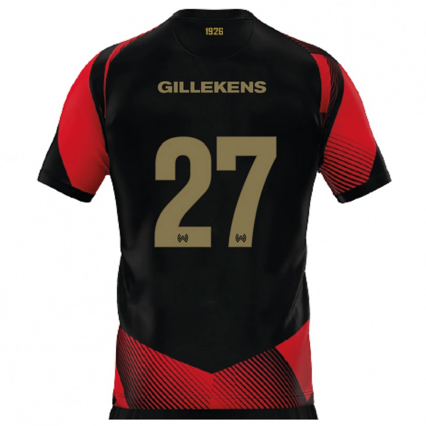 Danxen Mulher Camisola Jordy Gillekens #27 Preto Vermelho Principal 2025/26 Camisa