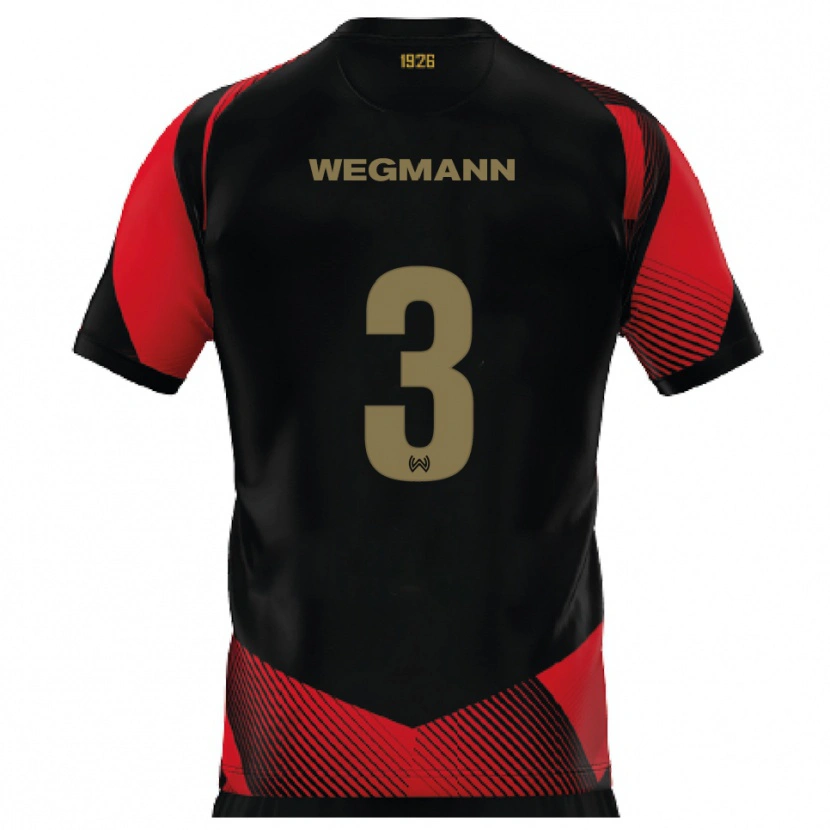 Danxen Mulher Camisola Marius Wegmann #3 Preto Vermelho Principal 2025/26 Camisa