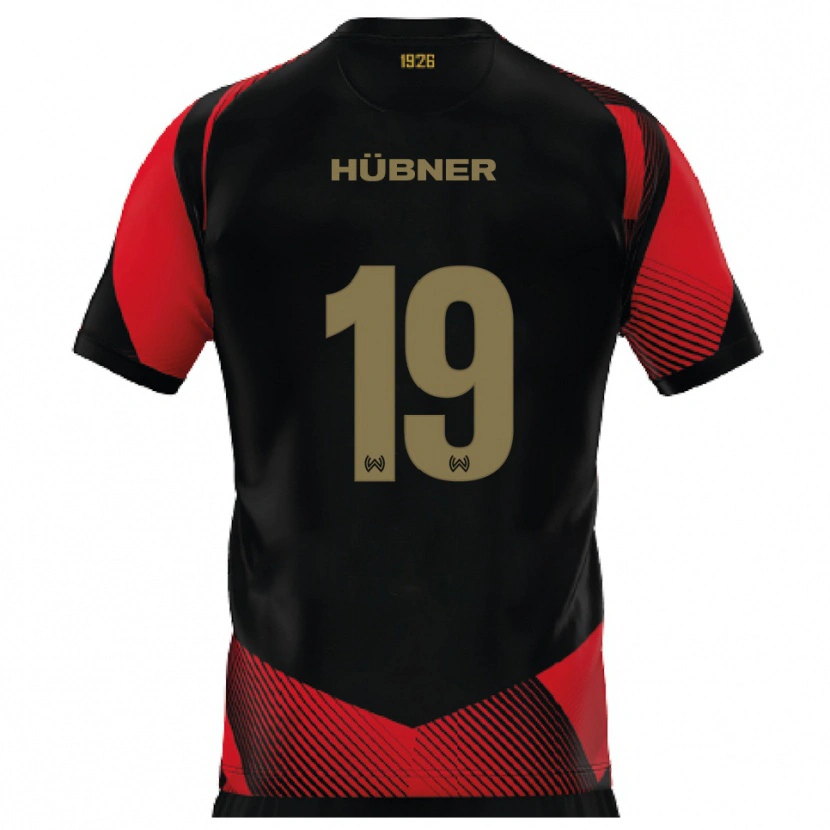 Danxen Mulher Camisola Florian Hübner #19 Preto Vermelho Principal 2025/26 Camisa