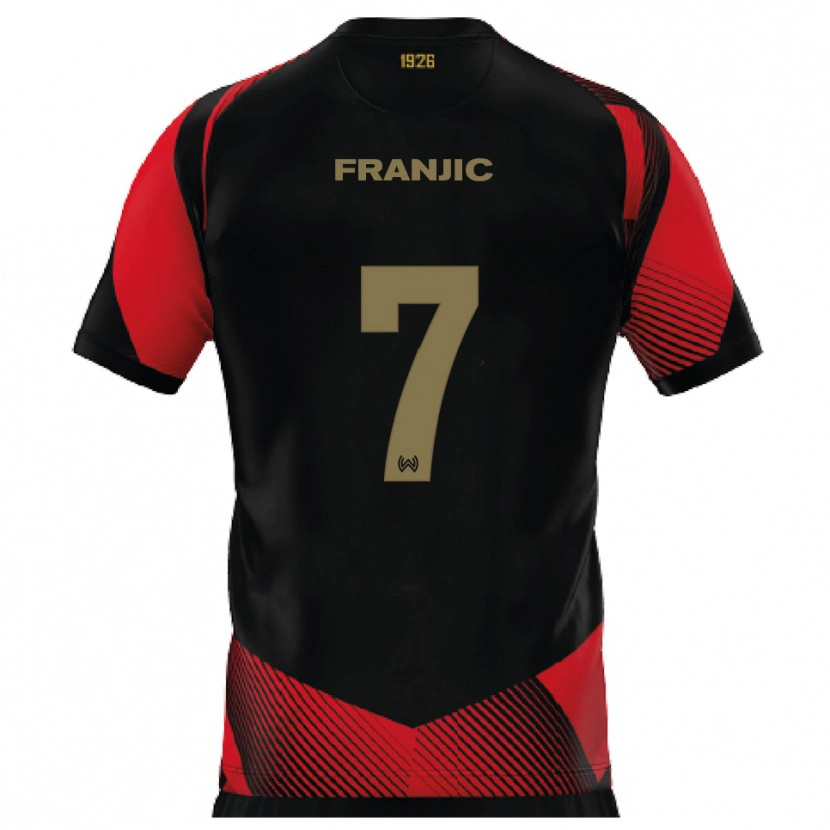 Danxen Mulher Camisola Ivan Franjic #7 Preto Vermelho Principal 2025/26 Camisa