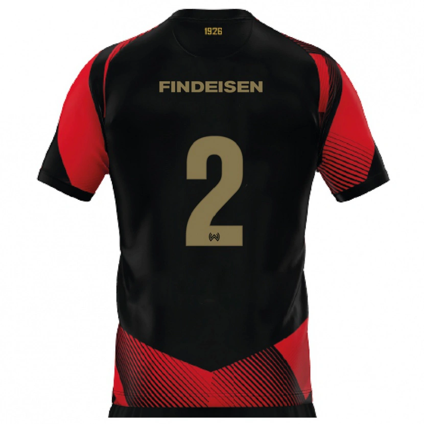 Danxen Mulher Camisola Edwin Findeisen #2 Preto Vermelho Principal 2025/26 Camisa