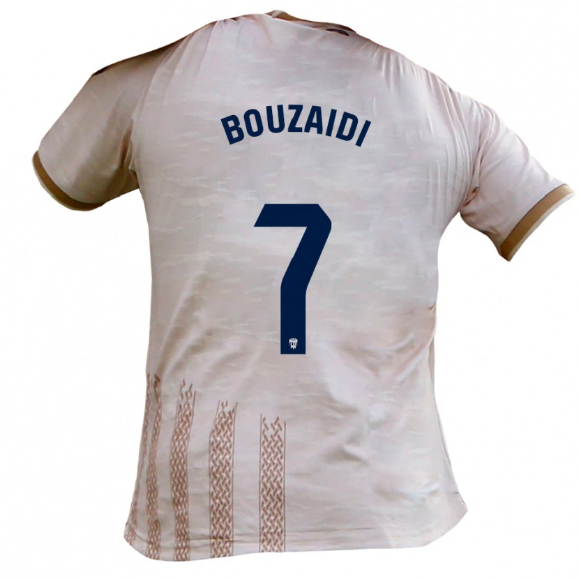 Danxen Mulher Camisola Simo Bouzaidi #7 Branco Sujo Castanho Alternativa 2025/26 Camisa