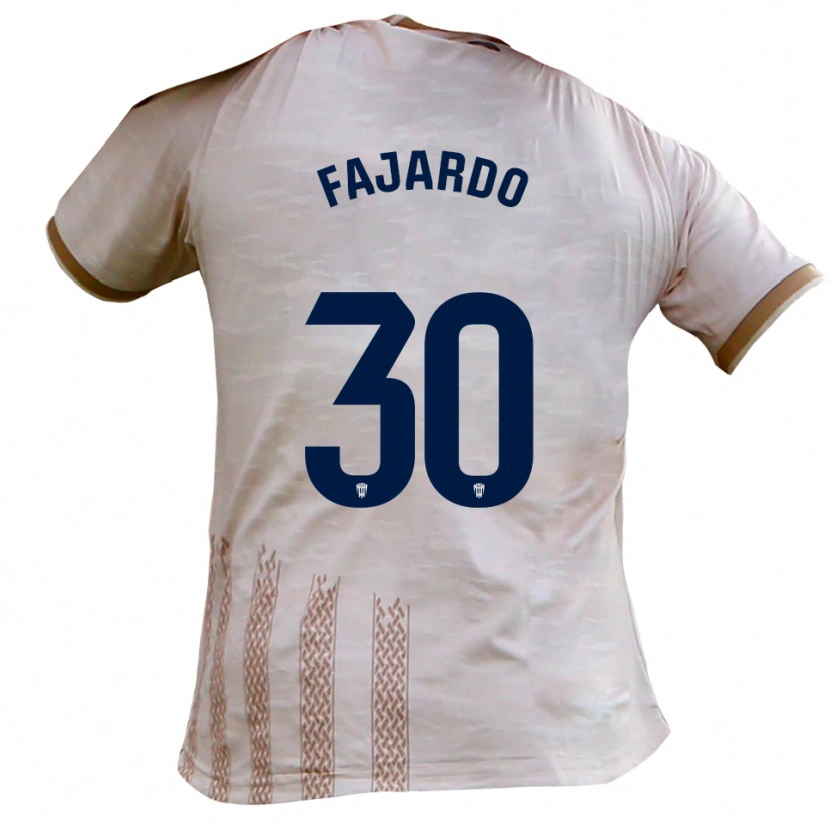 Danxen Mulher Camisola José Fajardo #30 Branco Sujo Castanho Alternativa 2025/26 Camisa