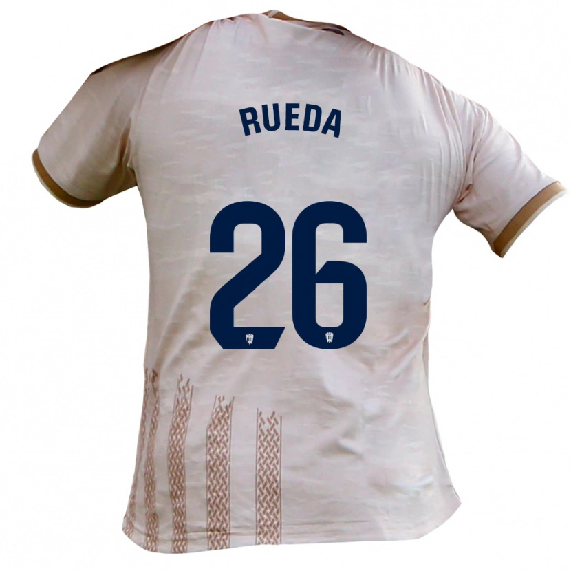 Danxen Mulher Camisola Carlos Rueda #26 Branco Sujo Castanho Alternativa 2025/26 Camisa