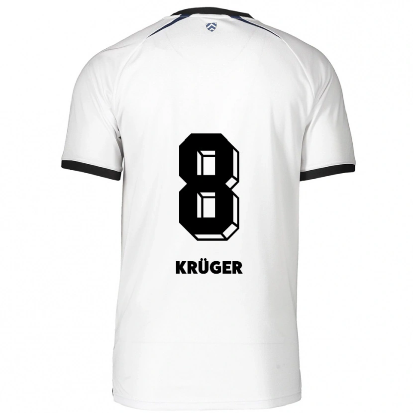 Danxen Mulher Camisola Tom Krüger #8 Branco Preto Alternativa 2025/26 Camisa