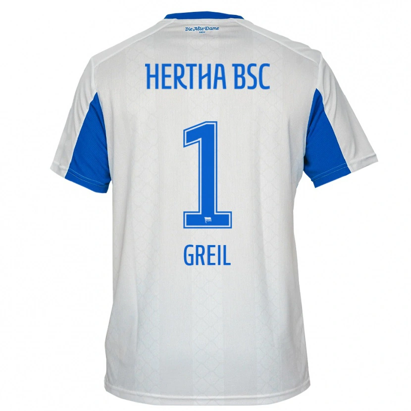 Danxen Mulher Camisola Luis Greil #1 Branco Azul Alternativa 2025/26 Camisa