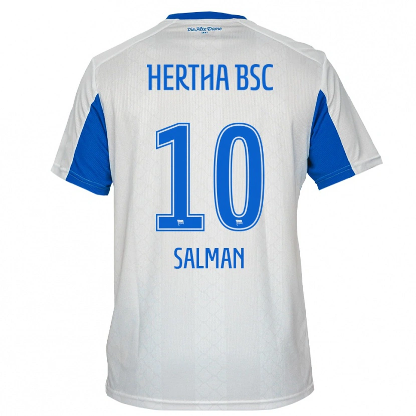 Danxen Mulher Camisola Ali Salman #10 Branco Azul Alternativa 2025/26 Camisa