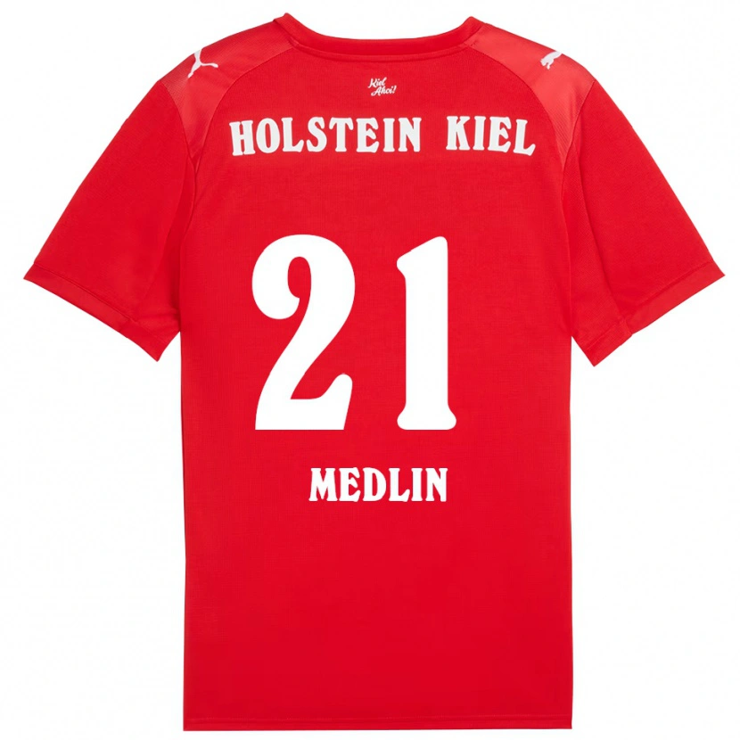 Danxen Mulher Camisola Caspar Medlin #21 Vermelho Azul Alternativa 2025/26 Camisa