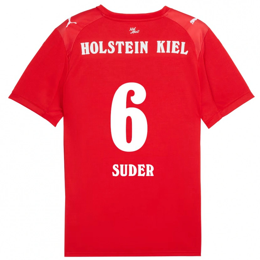 Danxen Mulher Camisola Lasse Suder #6 Vermelho Azul Alternativa 2025/26 Camisa