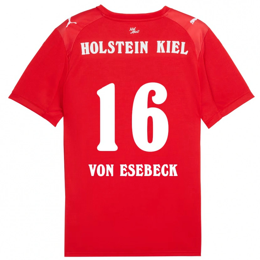 Danxen Mulher Camisola Oskar Von Esebeck #16 Vermelho Azul Alternativa 2025/26 Camisa