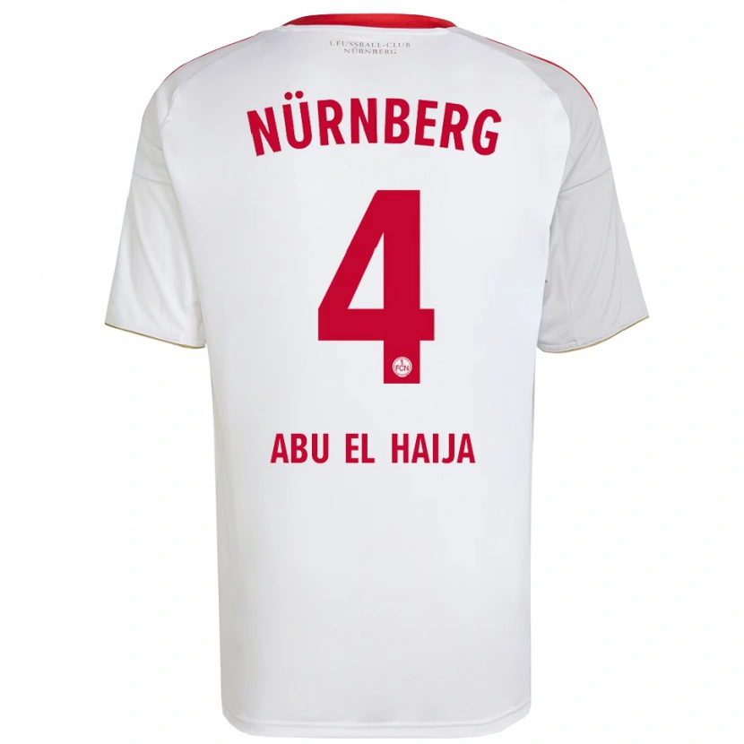 Danxen Mulher Camisola Khalid Abu El Haija #4 Branco Vermelho Alternativa 2025/26 Camisa