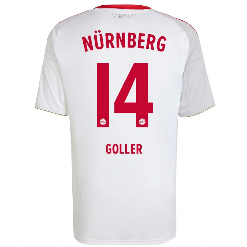 Danxen Mulher Camisola Benjamin Goller #14 Branco Vermelho Alternativa 2025/26 Camisa