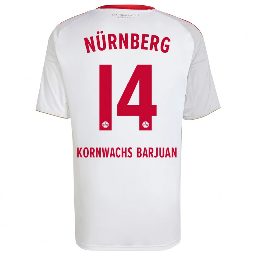 Danxen Mulher Camisola Marc Kornwachs Barjuan #14 Branco Vermelho Alternativa 2025/26 Camisa