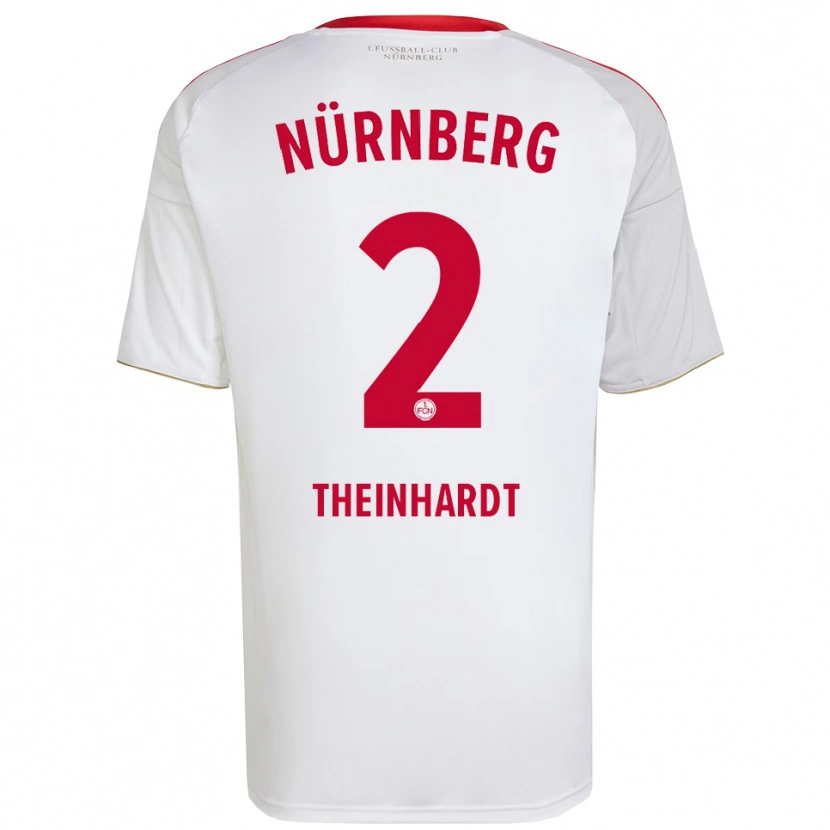 Danxen Mulher Camisola Johannes Theinhardt #2 Branco Vermelho Alternativa 2025/26 Camisa