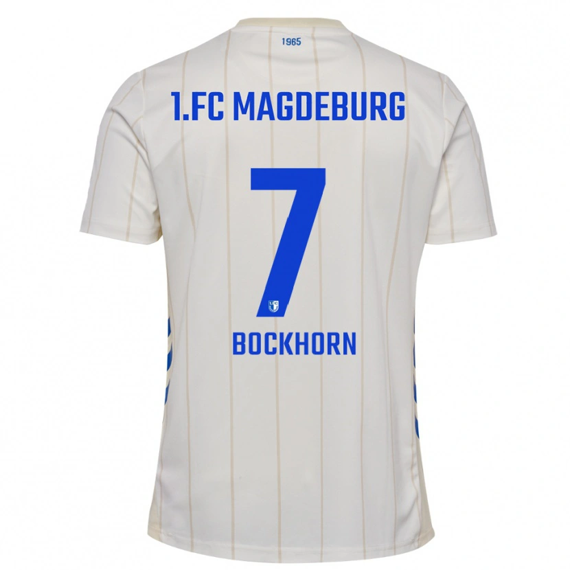 Danxen Mulher Camisola Herbert Bockhorn #7 Branco Azul Alternativa 2025/26 Camisa