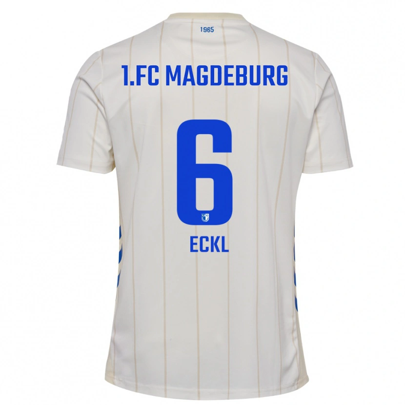 Danxen Mulher Camisola Hanna Eckl #6 Branco Azul Alternativa 2025/26 Camisa