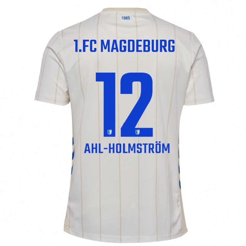 Danxen Mulher Camisola Alexander Ahl-Holmström #12 Branco Azul Alternativa 2025/26 Camisa