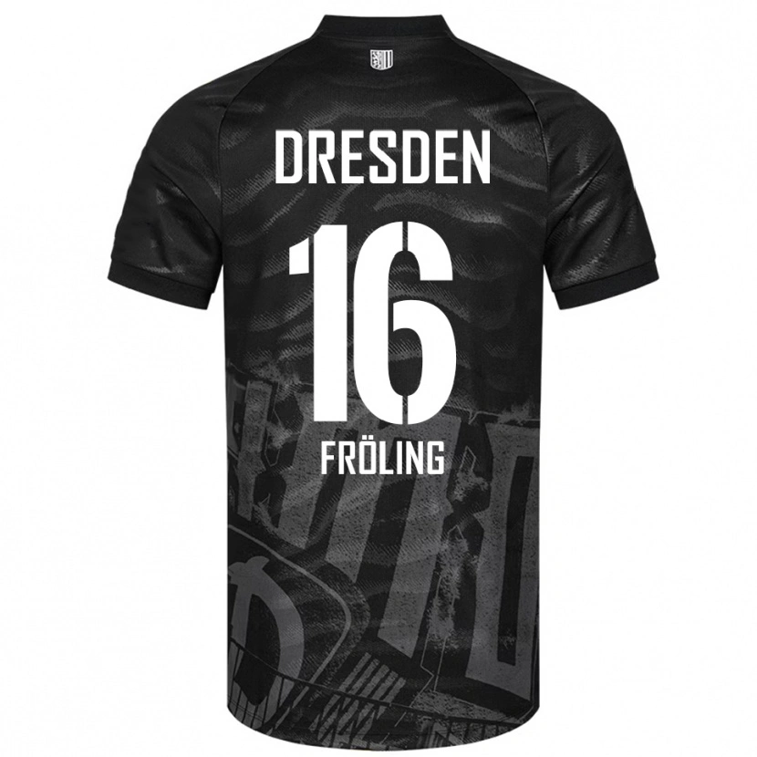 Danxen Mulher Camisola Nils Fröling #16 Preto Cinzento Alternativa 2025/26 Camisa