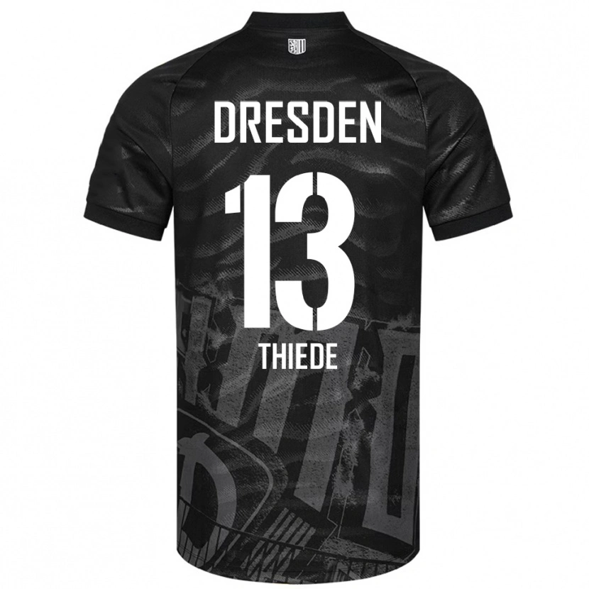 Danxen Mulher Camisola Tristan Thiede #13 Preto Cinzento Alternativa 2025/26 Camisa