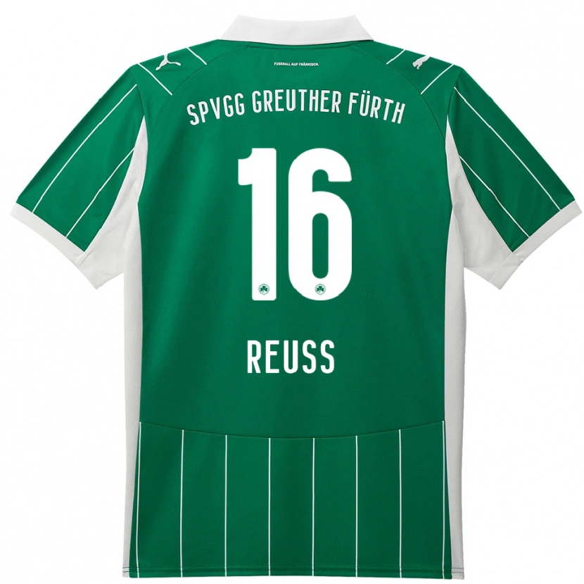 Danxen Mulher Camisola Jonah Reuß #16 Verde Branco Alternativa 2025/26 Camisa