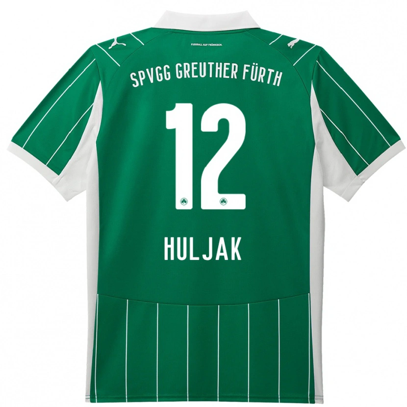 Danxen Mulher Camisola Dominik Huljak #12 Verde Branco Alternativa 2025/26 Camisa