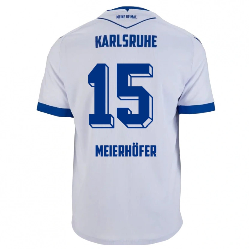 Danxen Mulher Camisola Luis Meierhöfer #15 Branco Azul Alternativa 2025/26 Camisa