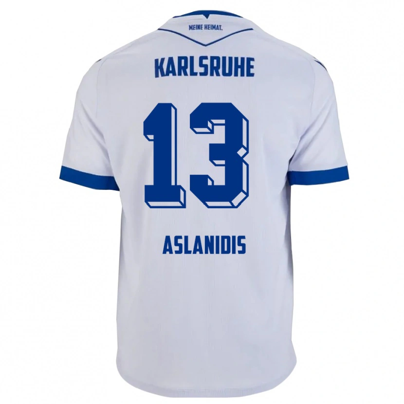 Danxen Mulher Camisola Ioannis Aslanidis #13 Branco Azul Alternativa 2025/26 Camisa