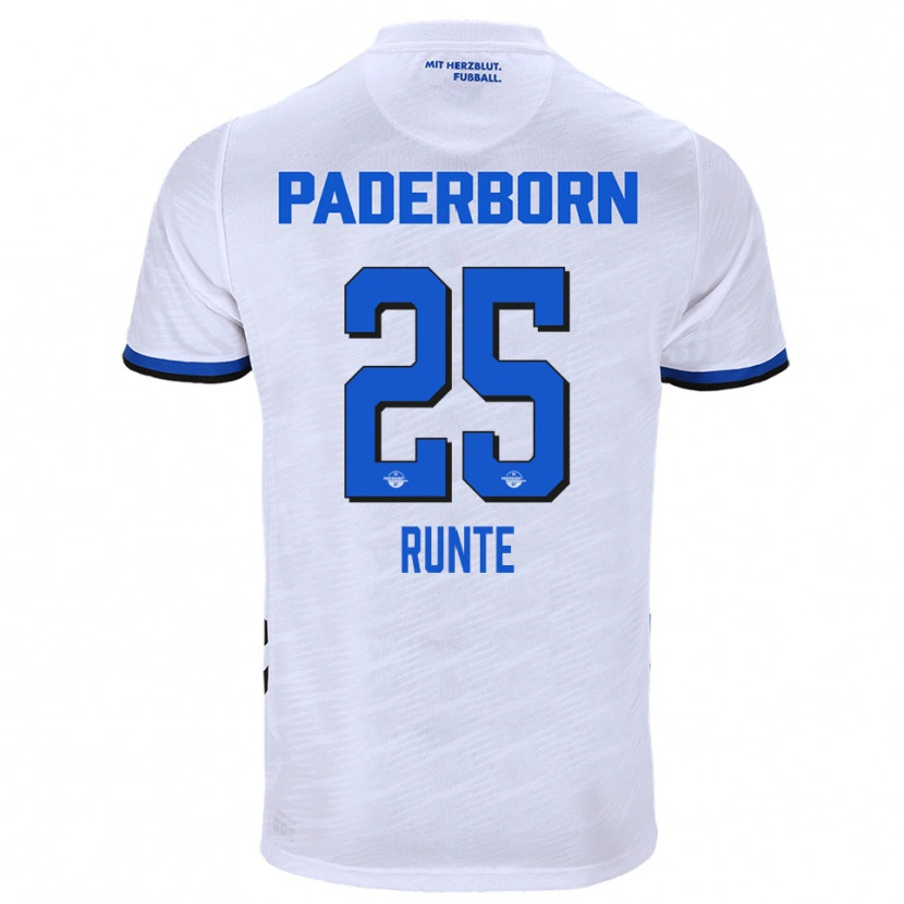 Danxen Mulher Camisola Marlon Runte #25 Branco Azul Alternativa 2025/26 Camisa