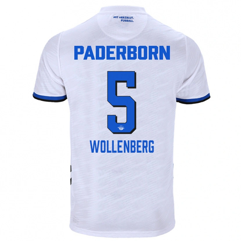Danxen Mulher Camisola Paul Wollenberg #5 Branco Azul Alternativa 2025/26 Camisa