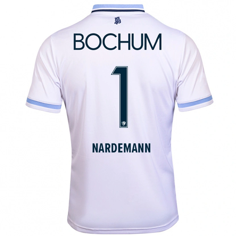 Danxen Mulher Camisola Kari Närdemann #1 Branco Azul Celeste Alternativa 2025/26 Camisa