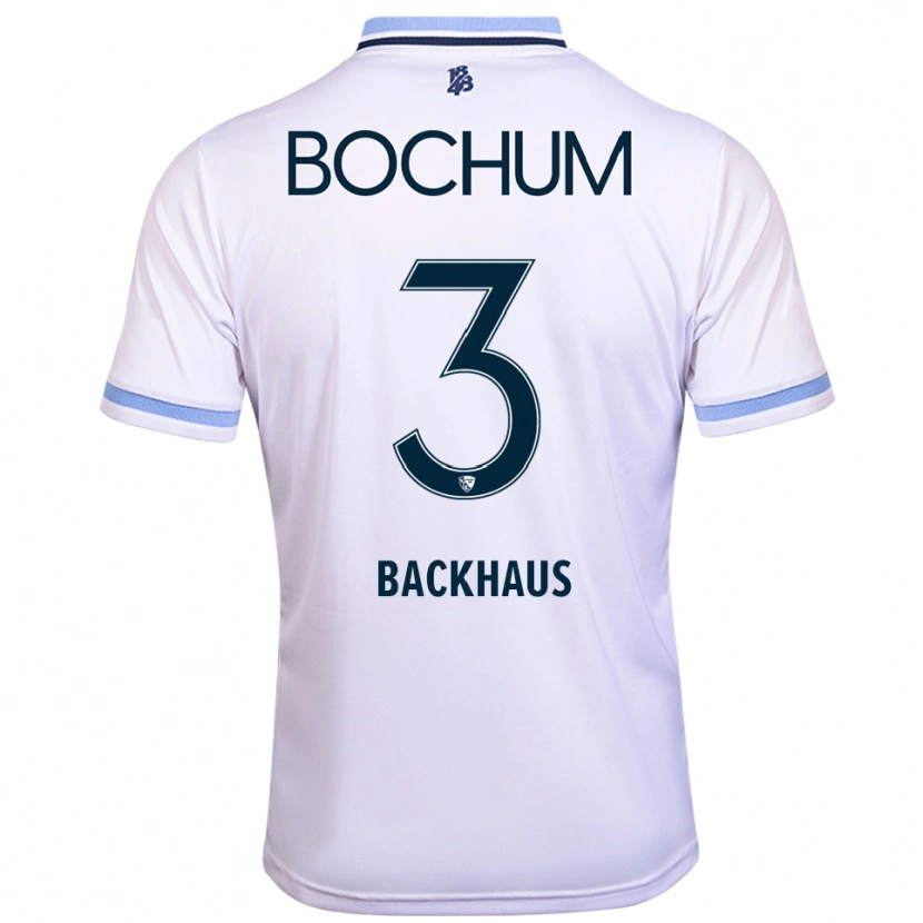Danxen Mulher Camisola Lina Backhaus #3 Branco Azul Celeste Alternativa 2025/26 Camisa