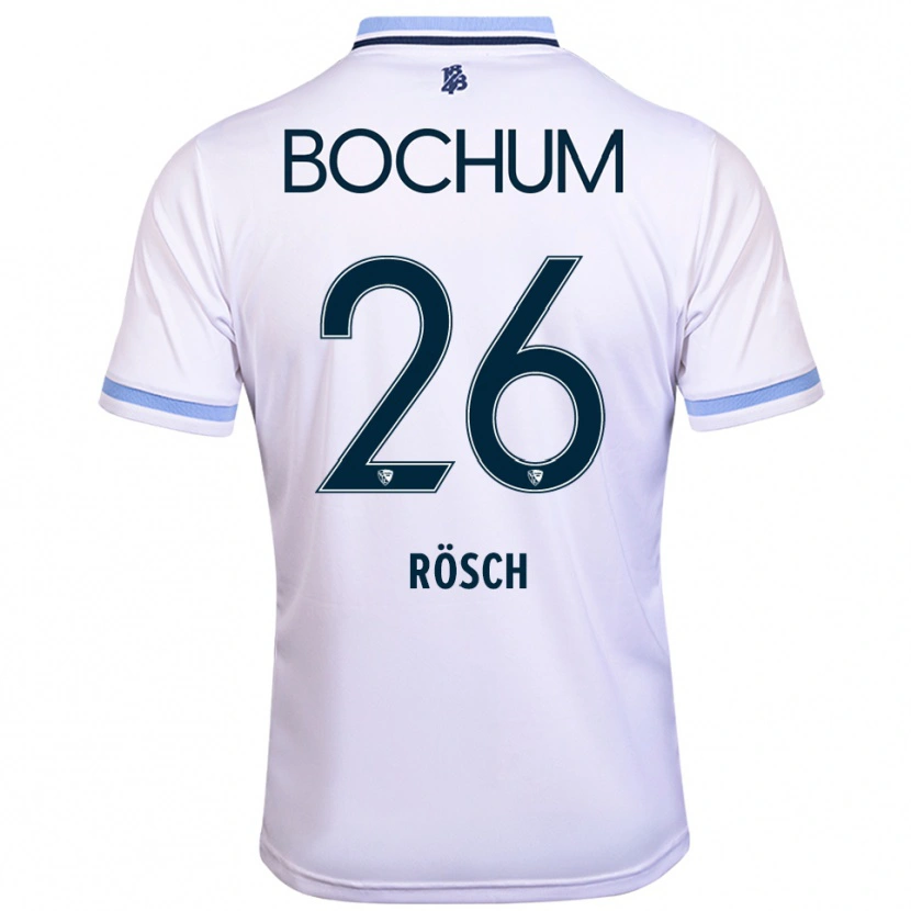 Danxen Mulher Camisola Romario Rösch #26 Branco Azul Celeste Alternativa 2025/26 Camisa