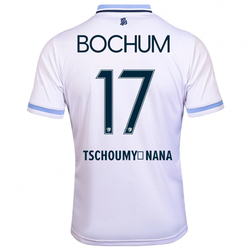 Danxen Mulher Camisola Daryl Tschoumy-Nana #17 Branco Azul Celeste Alternativa 2025/26 Camisa