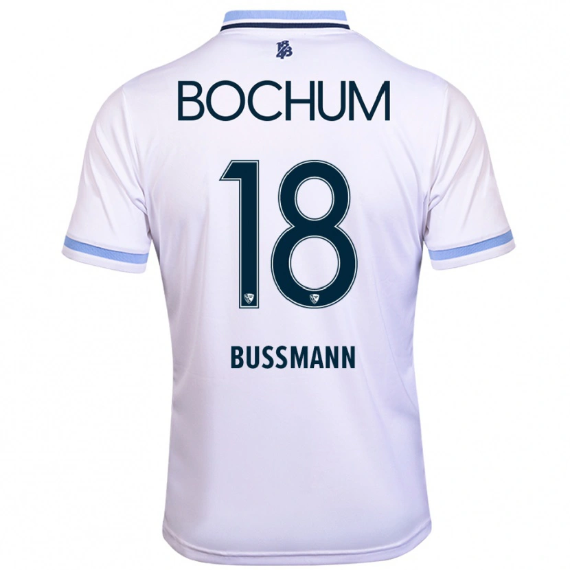 Danxen Mulher Camisola Benjamin Bußmann #18 Branco Azul Celeste Alternativa 2025/26 Camisa