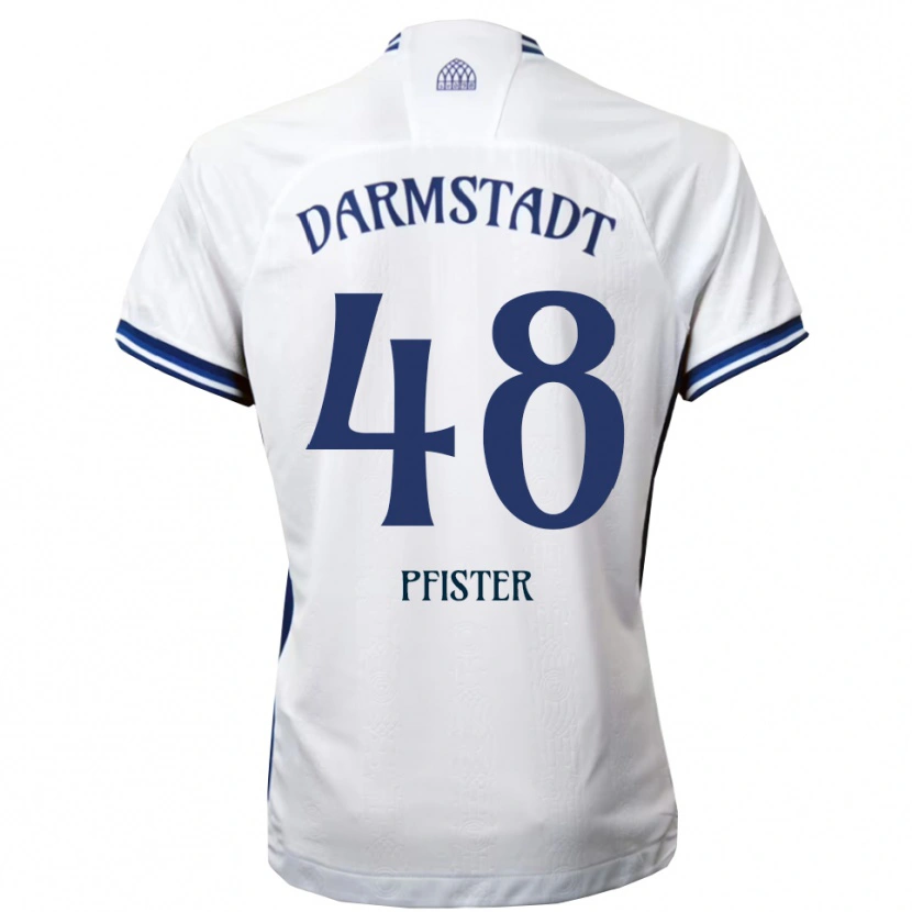 Danxen Mulher Camisola Max Pfister #48 Branco Azul Alternativa 2025/26 Camisa