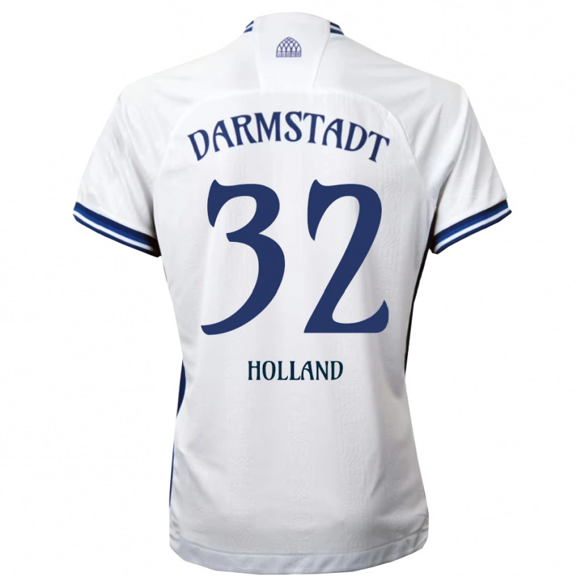 Danxen Mulher Camisola Fabian Holland #32 Branco Azul Alternativa 2025/26 Camisa