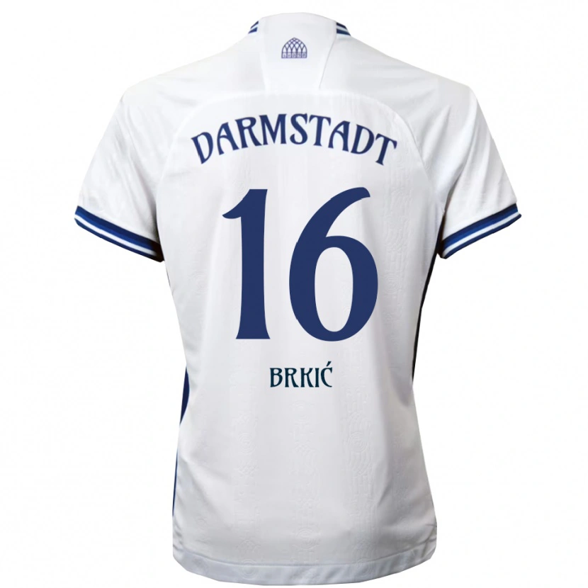 Danxen Mulher Camisola Amar Brkić #16 Branco Azul Alternativa 2025/26 Camisa