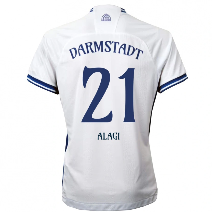 Danxen Mulher Camisola Aziz Alagi #21 Branco Azul Alternativa 2025/26 Camisa