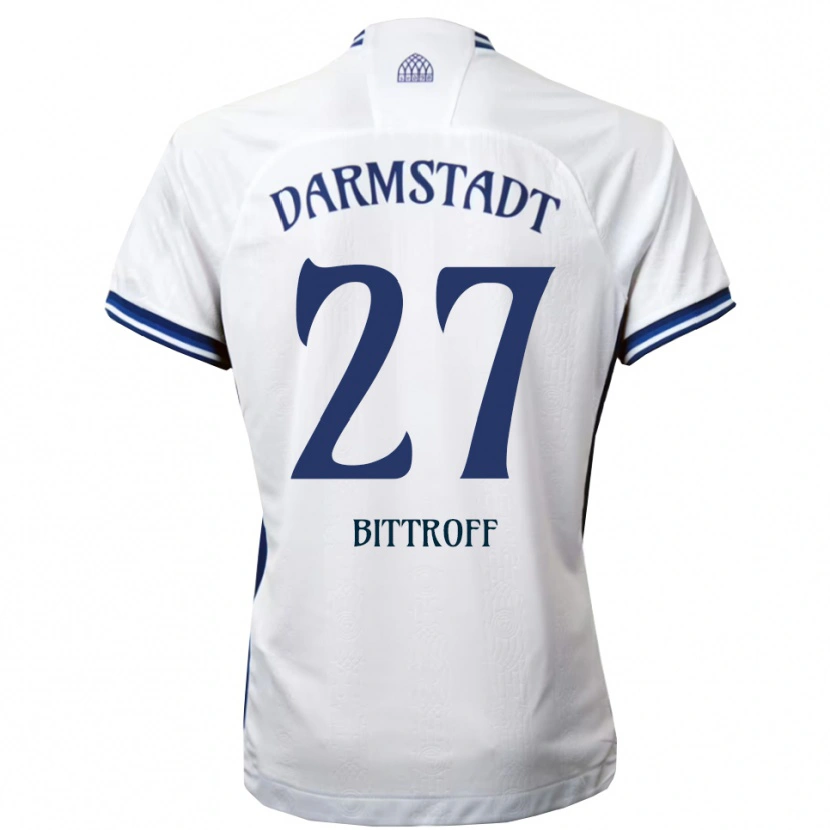 Danxen Mulher Camisola Maurice Bittroff #27 Branco Azul Alternativa 2025/26 Camisa