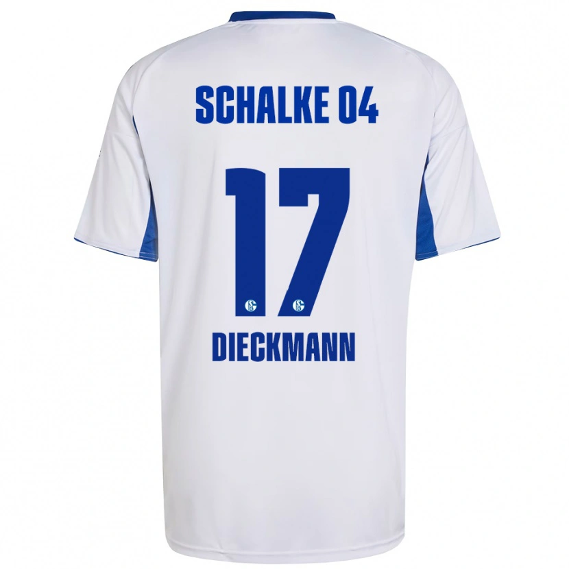 Danxen Mulher Camisola Jonas Dieckmann #17 Branco Azul Alternativa 2025/26 Camisa