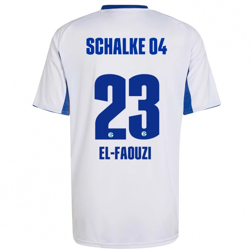 Danxen Mulher Camisola Soufiane El-Faouzi #23 Branco Azul Alternativa 2025/26 Camisa