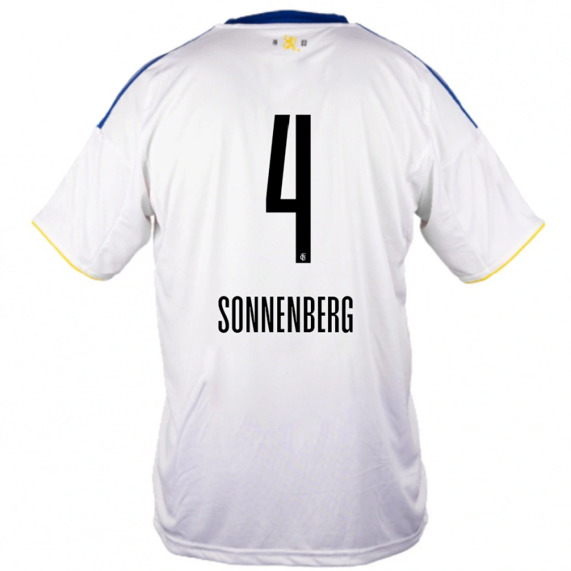 Danxen Mulher Camisola Sven Sonnenberg #4 Branco Azul Amarelo Alternativa 2025/26 Camisa