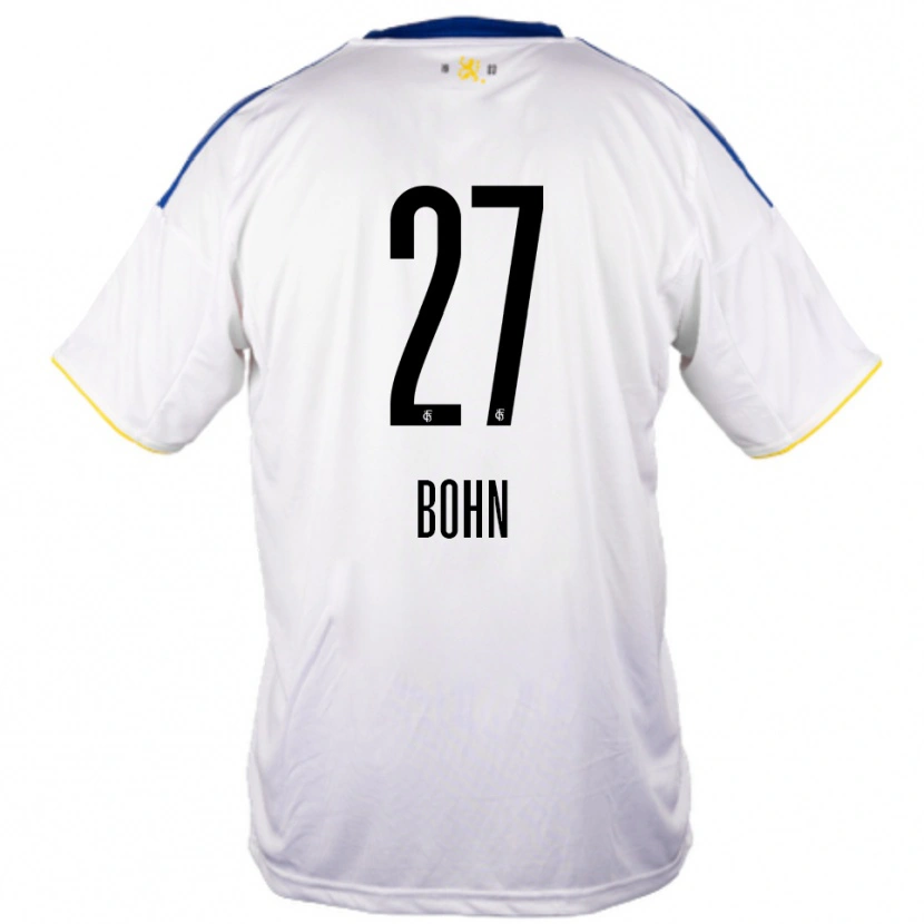 Danxen Mulher Camisola Sebastian Bohn #27 Branco Azul Amarelo Alternativa 2025/26 Camisa