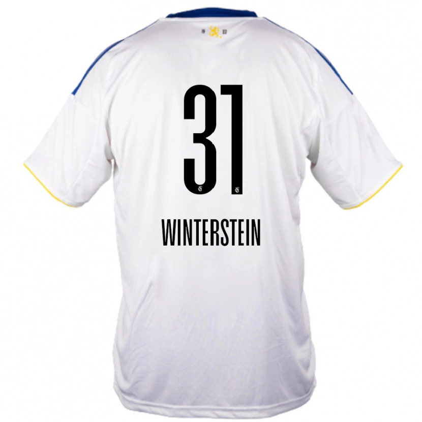Danxen Mulher Camisola Lea Winterstein #31 Branco Azul Amarelo Alternativa 2025/26 Camisa