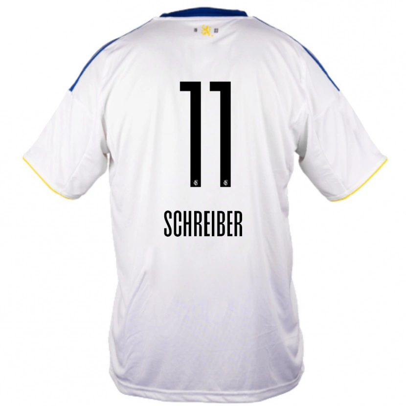 Danxen Mulher Camisola Colin Schreiber #11 Branco Azul Amarelo Alternativa 2025/26 Camisa